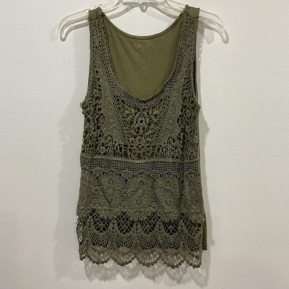 Y2K Apt 9 Crochet Top Small Green Fairy Grunge Boho Granola Girl Forest Fairy
